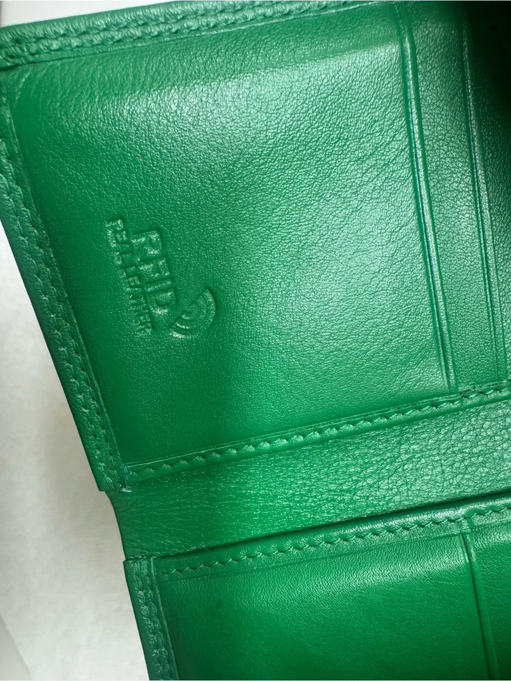 Green Leather Bifold Wallet